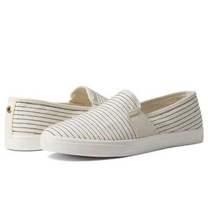 Lauren Ralph Lauren Cream and Black Striped Slip-On Shoes. Women’s Size 8 B